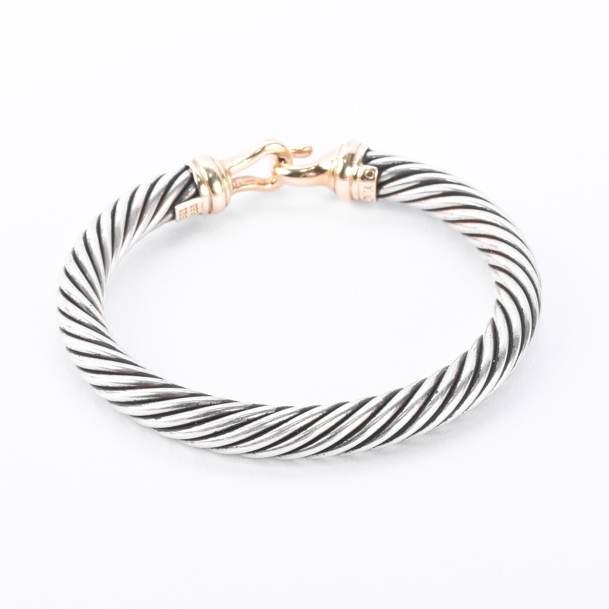 David Yurman Sterling Silver & 14K Gold Classic Cable Buckle Bracelet