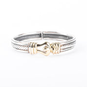 David Yurman Sterling Silver & 14K Gold Buckle Bangle Bracelet