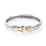 David Yurman Sterling Silver & 14K Gold Buckle Bangle Bracelet