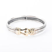 David Yurman Sterling Silver & 14K Gold Buckle Bangle Bracelet
