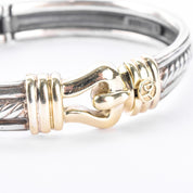 David Yurman Sterling Silver & 14K Gold Buckle Bangle Bracelet