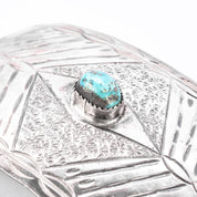 Navajo Sterling Silver & Turquoise Handcrafted Belt Buckle