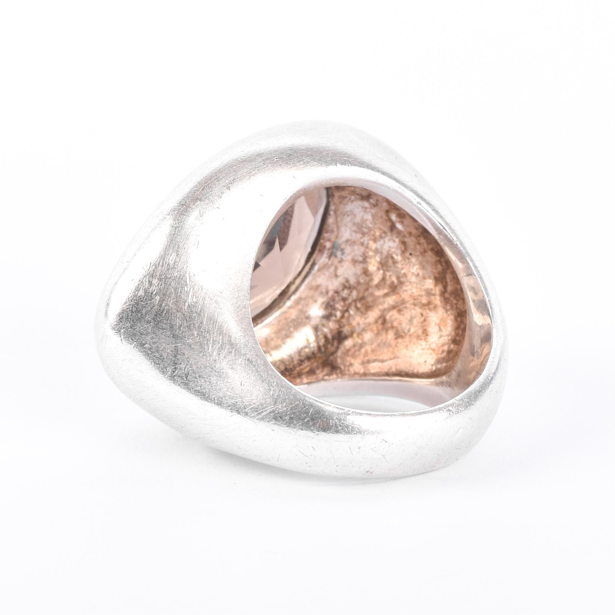 Emanuela Duca Designer Sterling Silver & Smokey Quartz Cocktail Ring