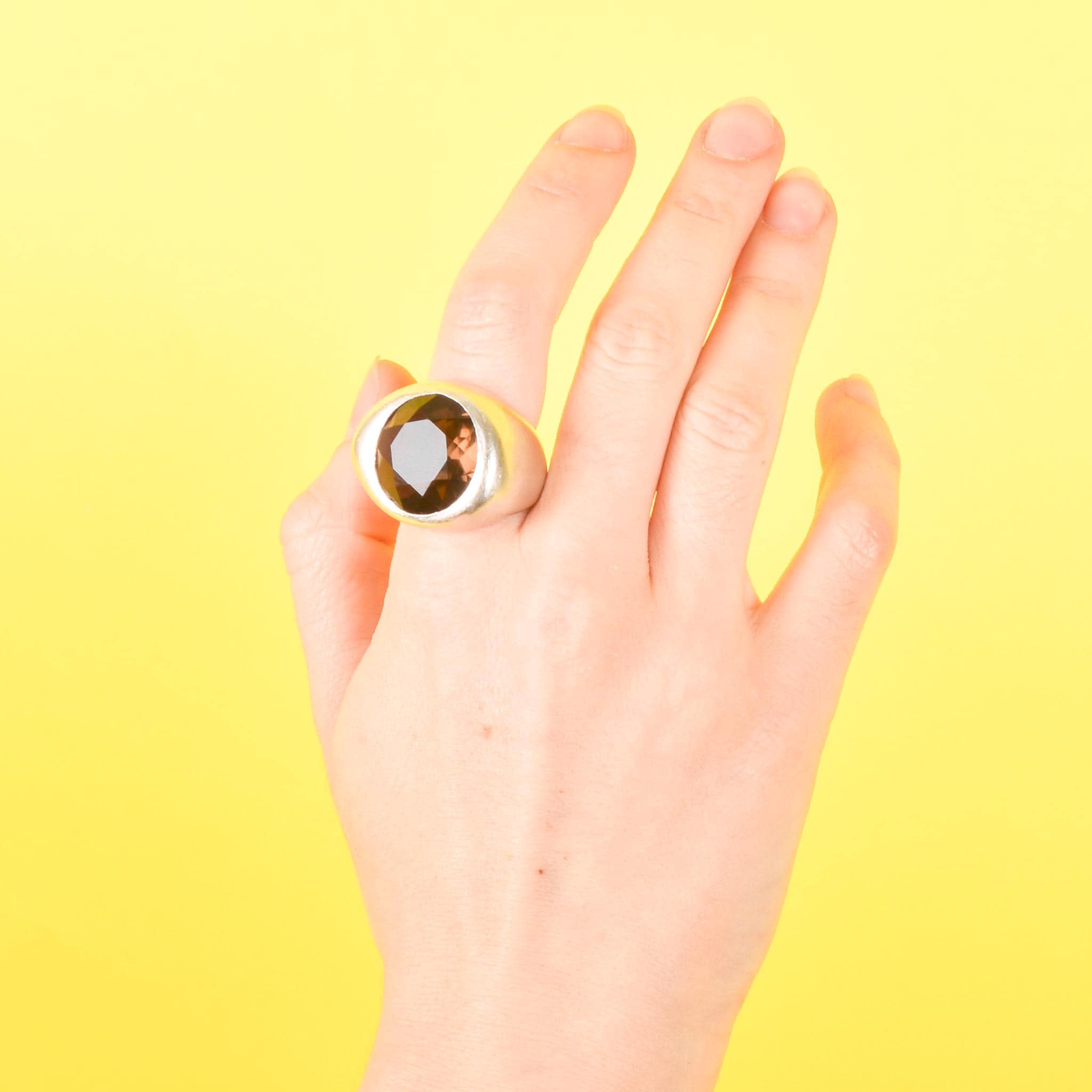 Emanuela Duca Designer Sterling Silver & Smokey Quartz Cocktail Ring