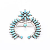 Sterling Silver Zuni Petit Point Turquoise Horseshoe Brooch