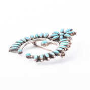 Sterling Silver Zuni Petit Point Turquoise Horseshoe Brooch