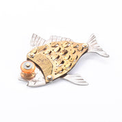 Signed Thomas Mann Sterling Silver & Bronze Fish Brooch
