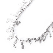 Vintage 925 Sterling Silver Mexican Milagros Charm Necklace, 31in