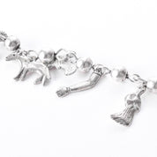 Vintage 925 Sterling Silver Mexican Milagros Charm Necklace, 31in