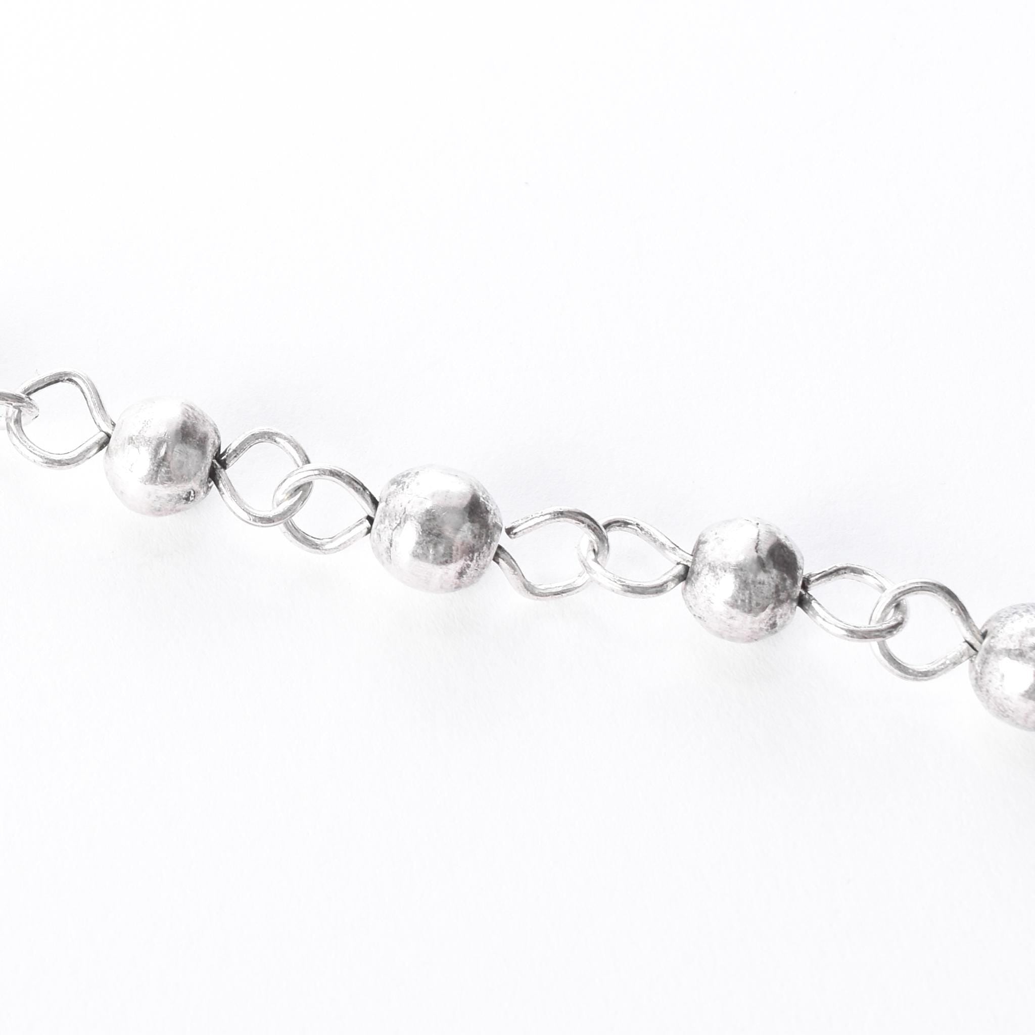 Vintage 925 Sterling Silver Mexican Milagros Charm Necklace, 31in