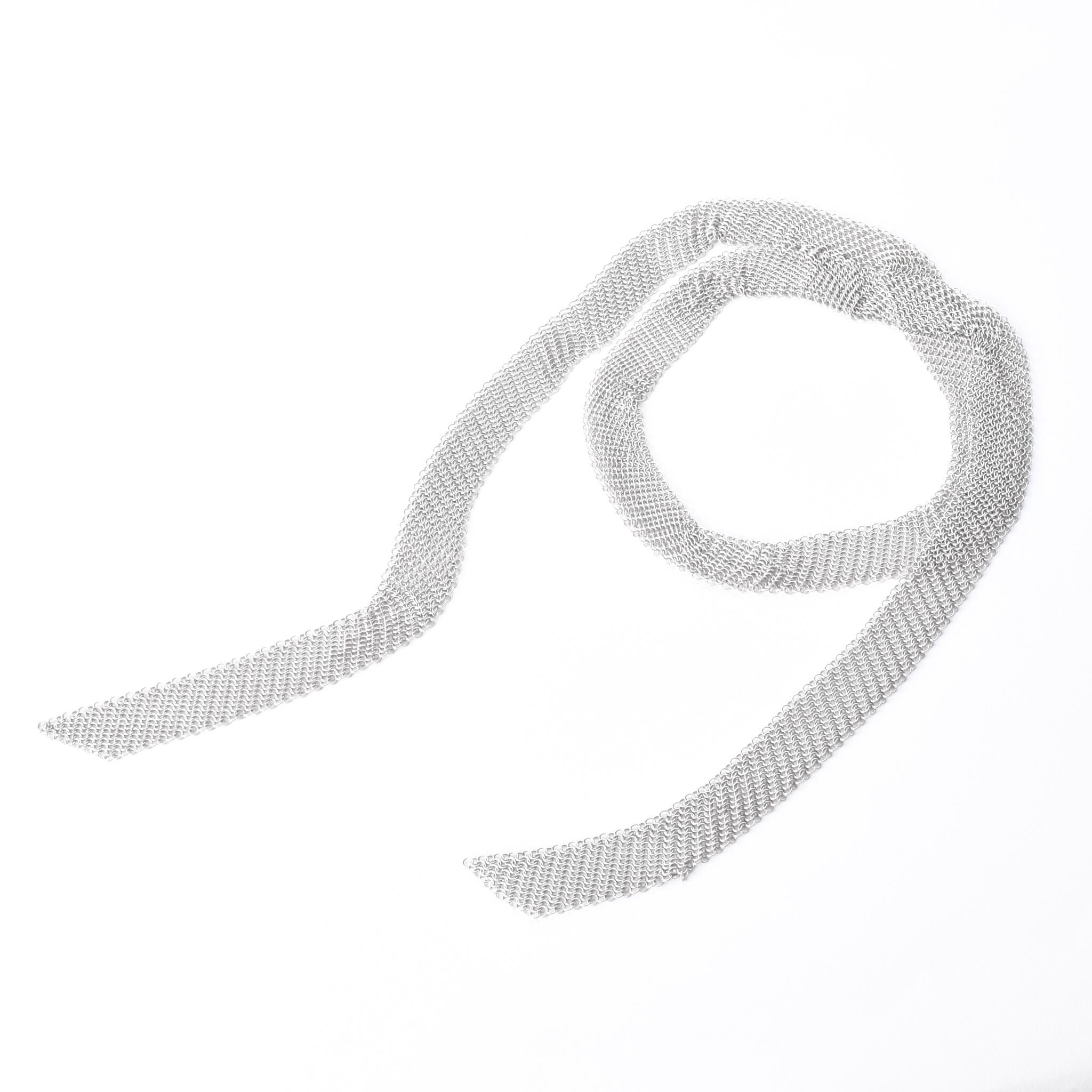 1997 Tiffany & Co. Elsa Peretti Sterling Silver Mesh Tie Scarf