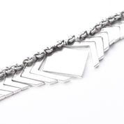 Sterling Silver Modernist Herringbone Link Collar Necklace