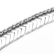 Sterling Silver Modernist Herringbone Link Collar Necklace