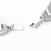 Sterling Silver Modernist Herringbone Link Collar Necklace