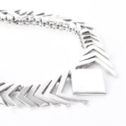 Sterling Silver Modernist Herringbone Link Collar Necklace