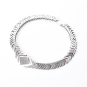 Sterling Silver Modernist Herringbone Link Collar Necklace