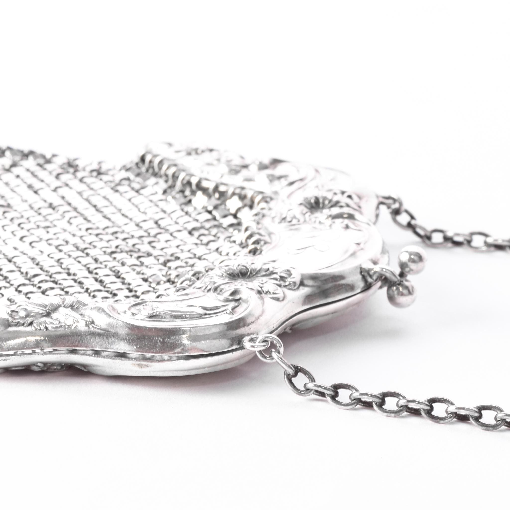 Art Nouveau Sterling Silver Mesh Handle Bag