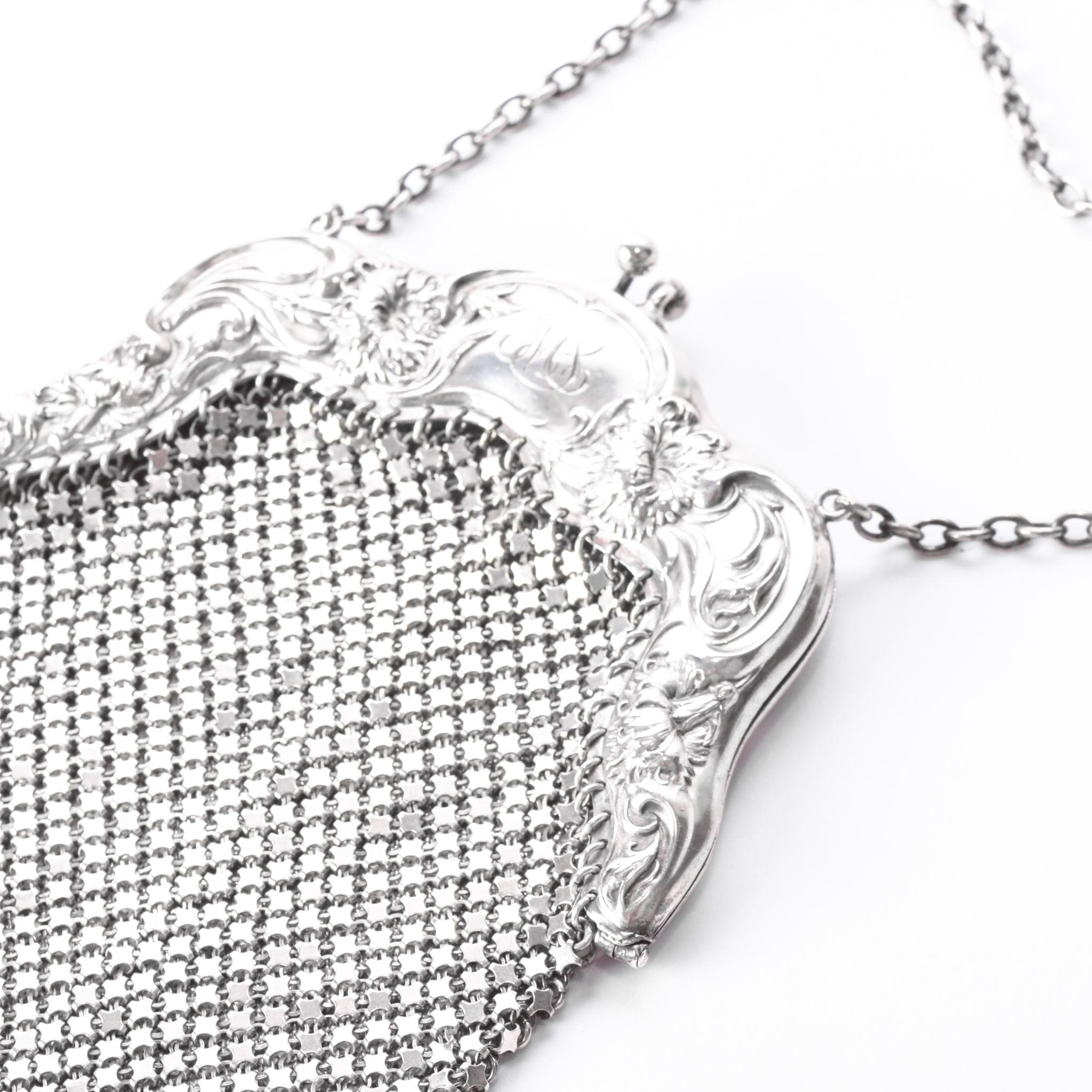 Art Nouveau Sterling Silver Mesh Handle Bag