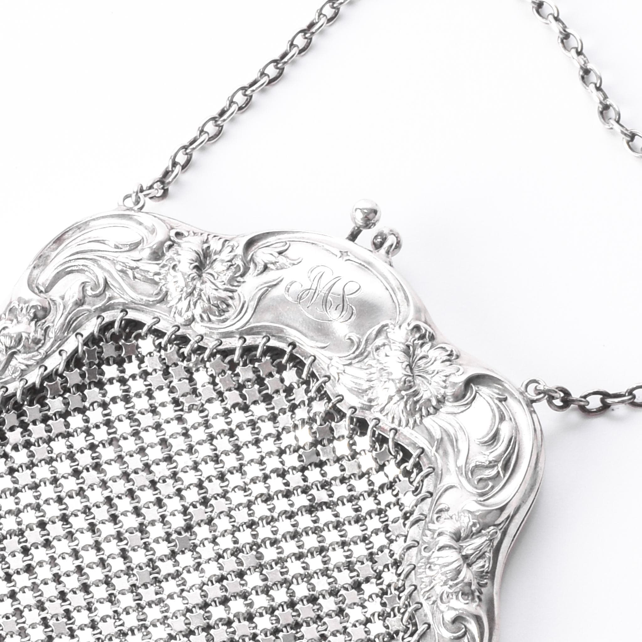 Art Nouveau Sterling Silver Mesh Handle Bag
