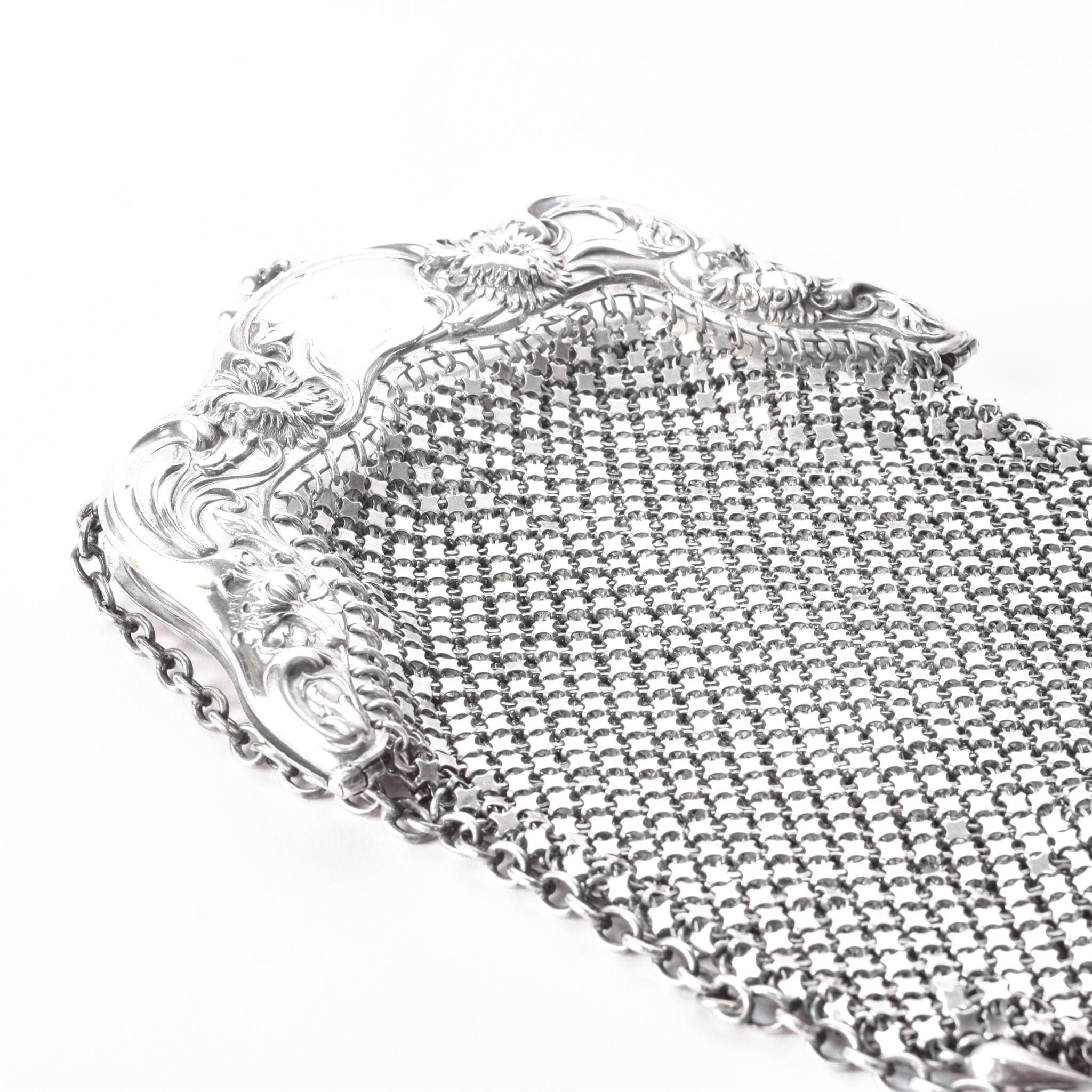 Art Nouveau Sterling Silver Mesh Handle Bag