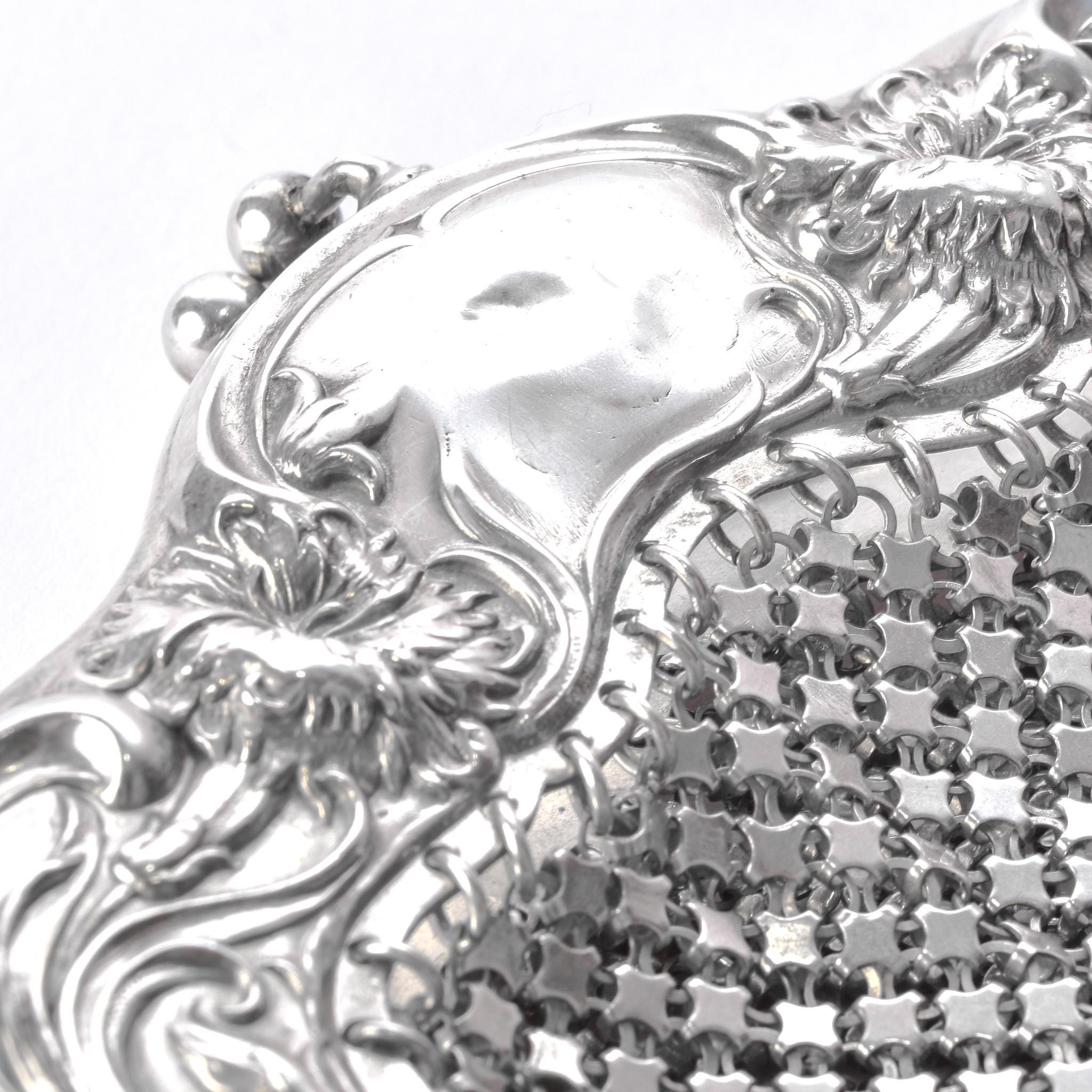 Art Nouveau Sterling Silver Mesh Handle Bag