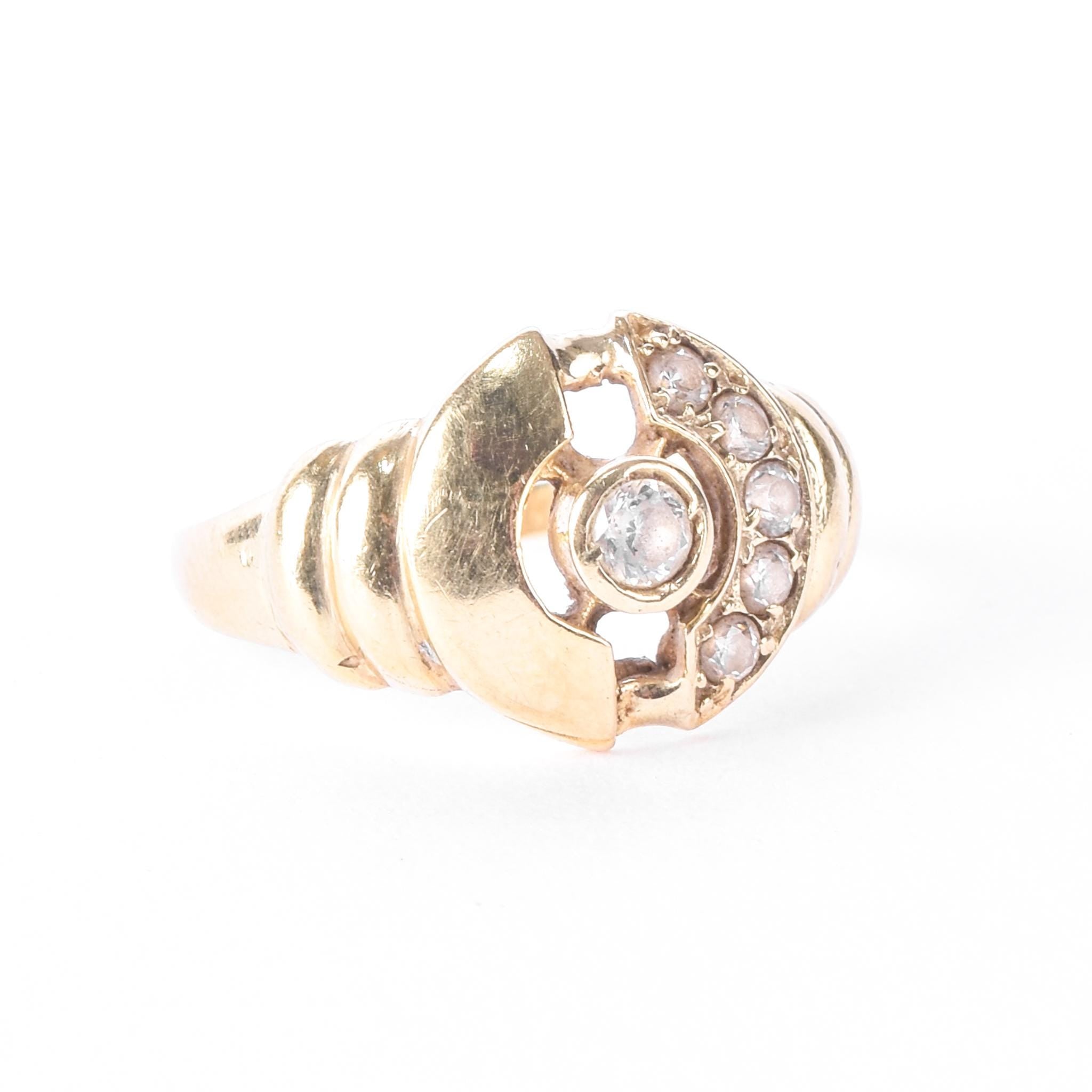14K Gold and Cubic Zirconia Modernist Statement Ring