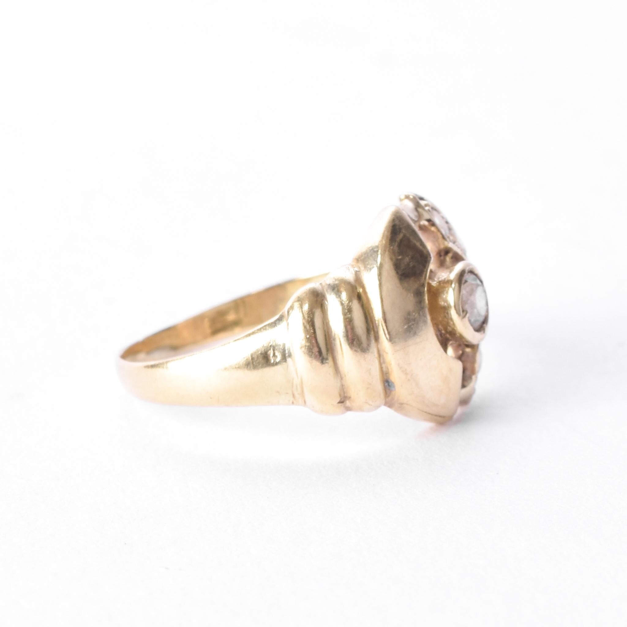 14K Gold and Cubic Zirconia Modernist Statement Ring