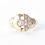 14K Gold and Cubic Zirconia Modernist Statement Ring