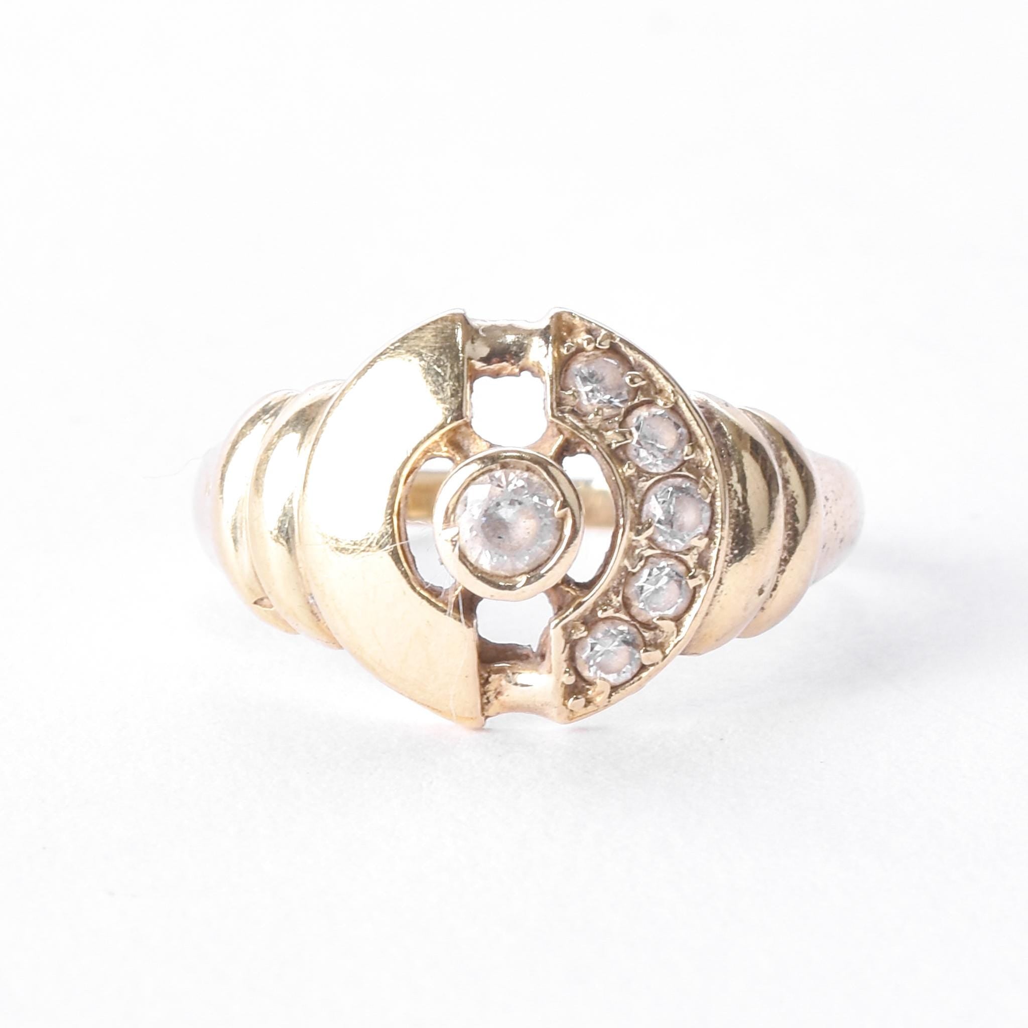 14K Gold and Cubic Zirconia Modernist Statement Ring