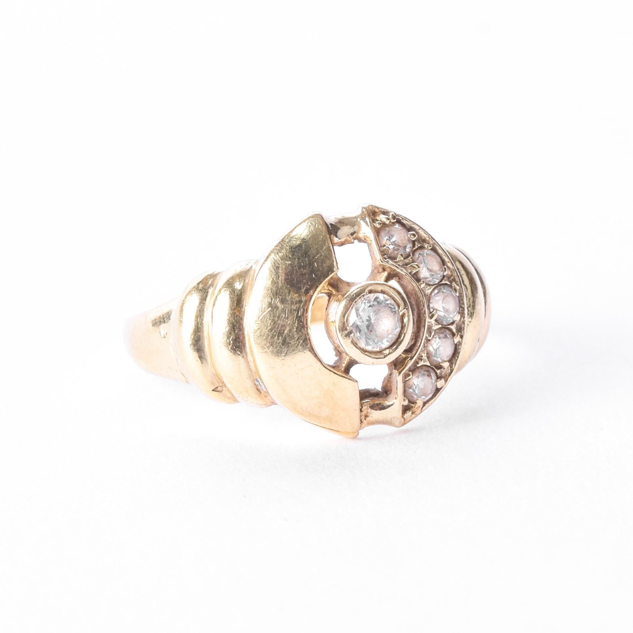 14K Gold and Cubic Zirconia Modernist Statement Ring