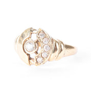14K Gold and Cubic Zirconia Modernist Statement Ring