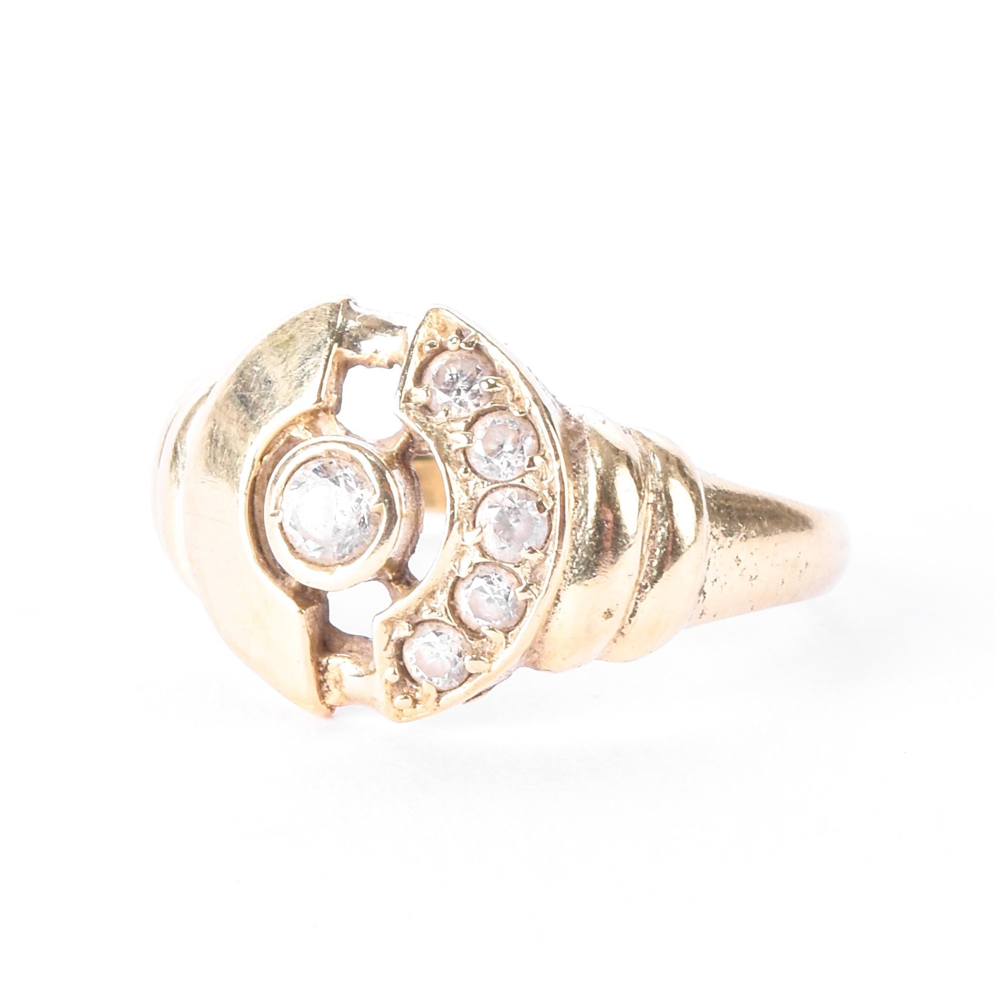 14K Gold and Cubic Zirconia Modernist Statement Ring