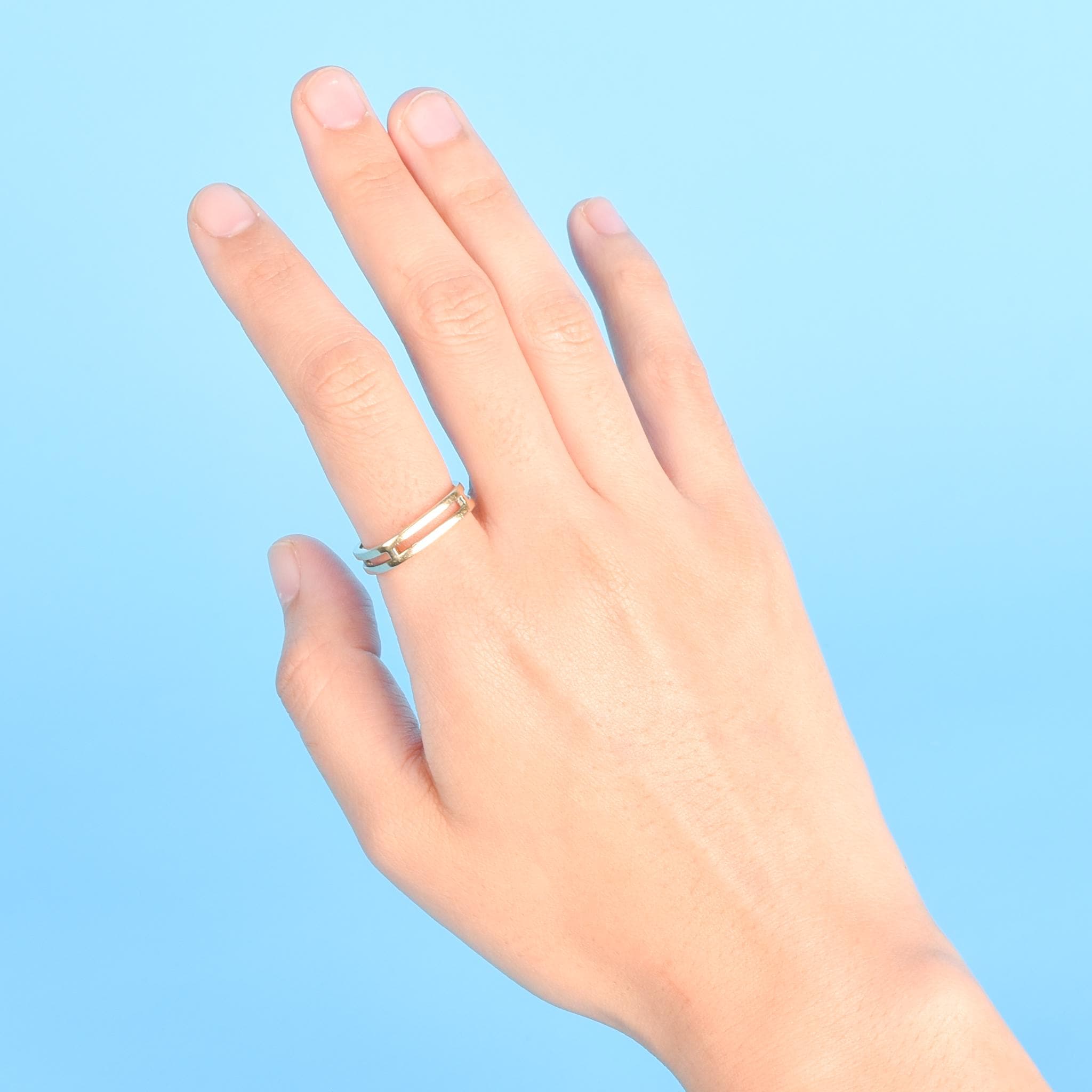 10K Gold Double Bar Square Band Ring