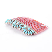 Zuni Sterling Silver and Turquoise Petit Point Hair Comb Barette