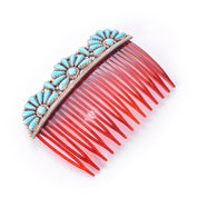 Zuni Sterling Silver and Turquoise Petit Point Hair Comb Barette