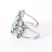 Sterling Silver Navajo Large Cluster Turquoise Cuff Bracelet