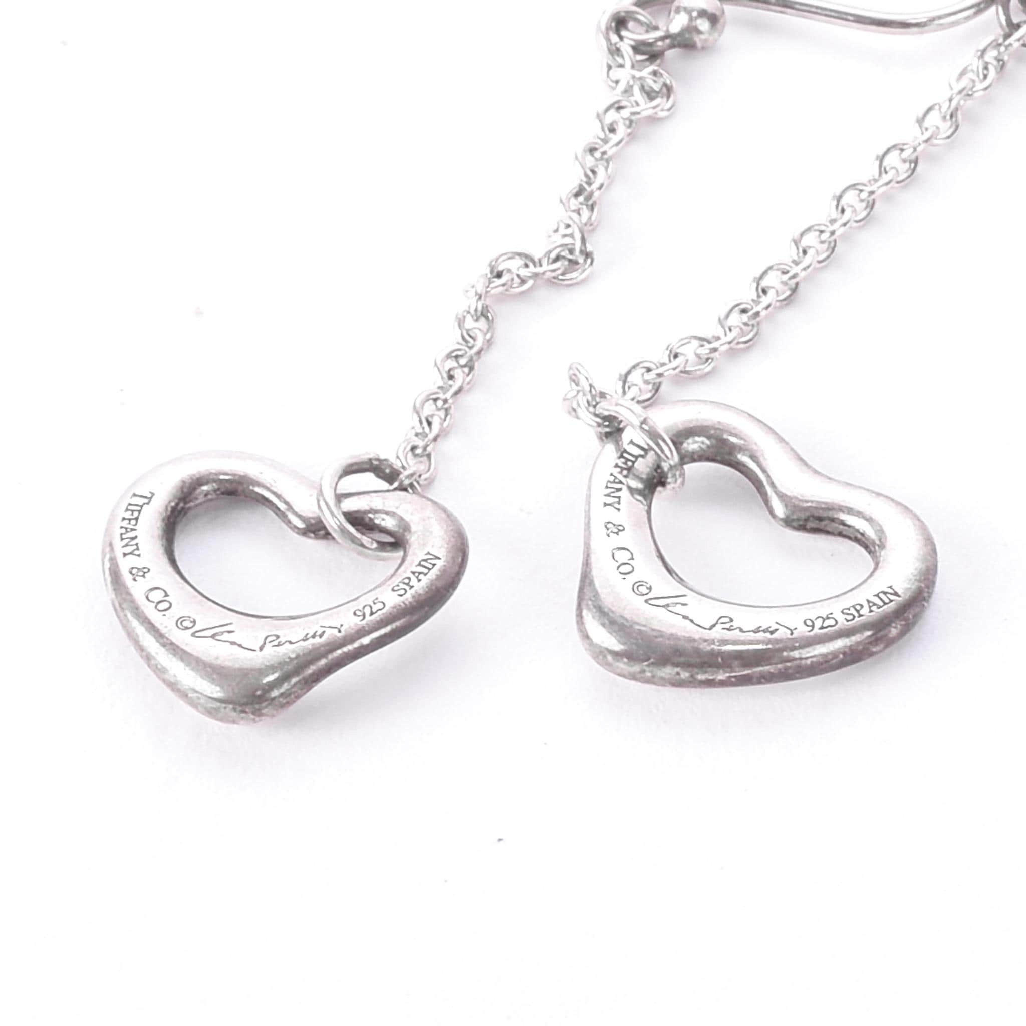 Tiffany & Co. Elsa Peretti Sterling Silver Open Heart Drop Earrings