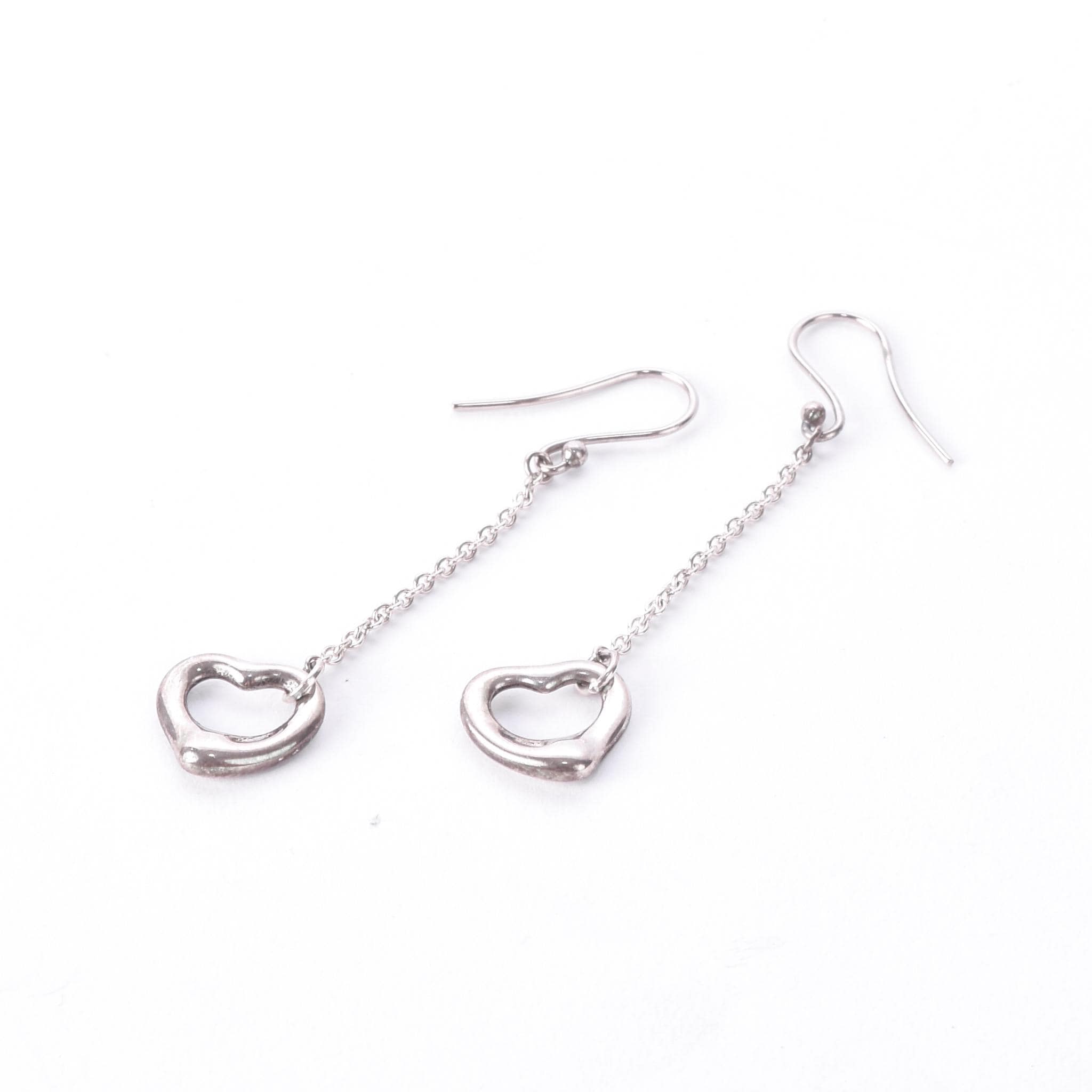 Tiffany & Co. Elsa Peretti Sterling Silver Open Heart Drop Earrings
