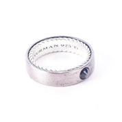 David Yurman Titanium and Sterling Silver Men's Streamline Band with Sapphire