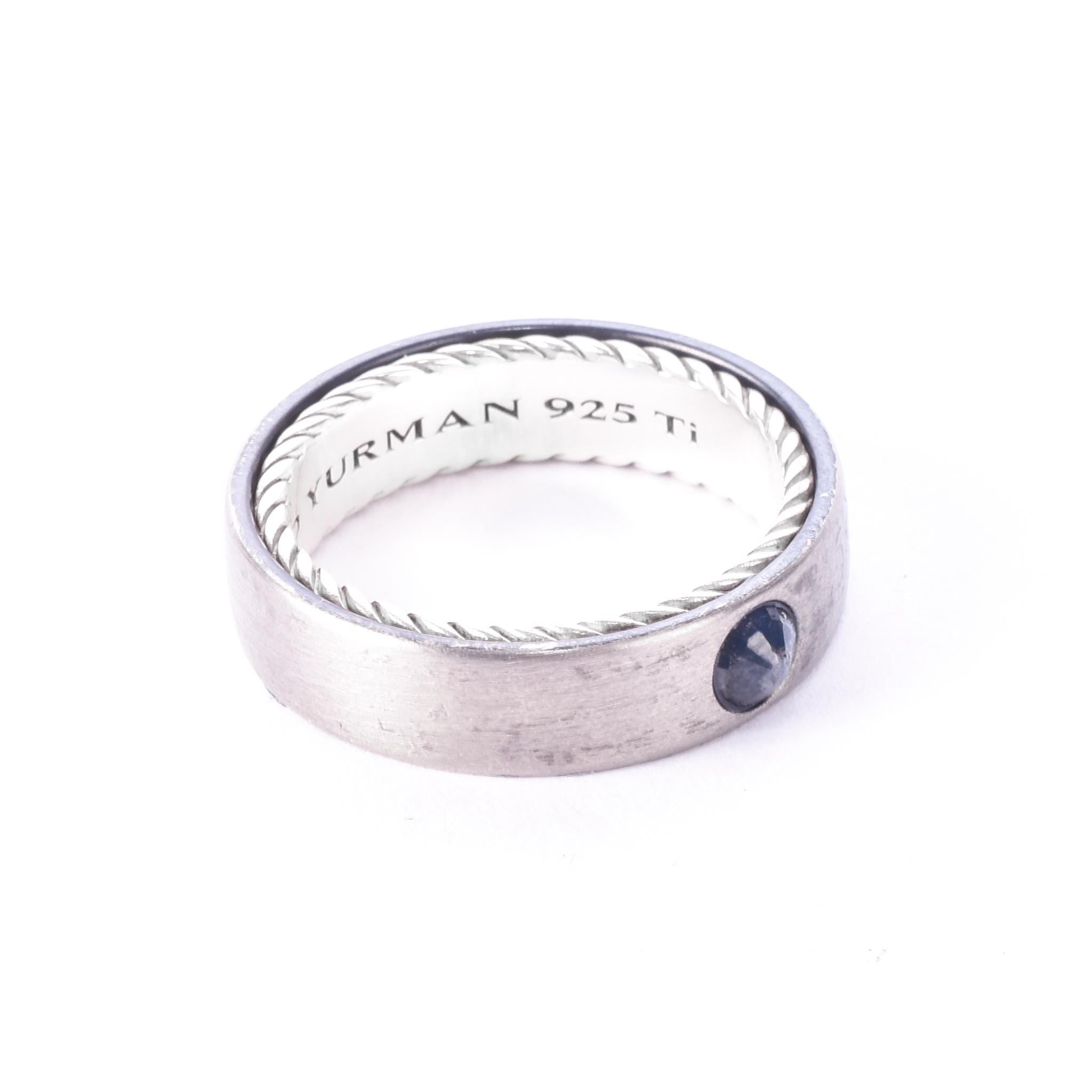 David Yurman Titanium and Sterling Silver Men's Streamline Band with Sapphire