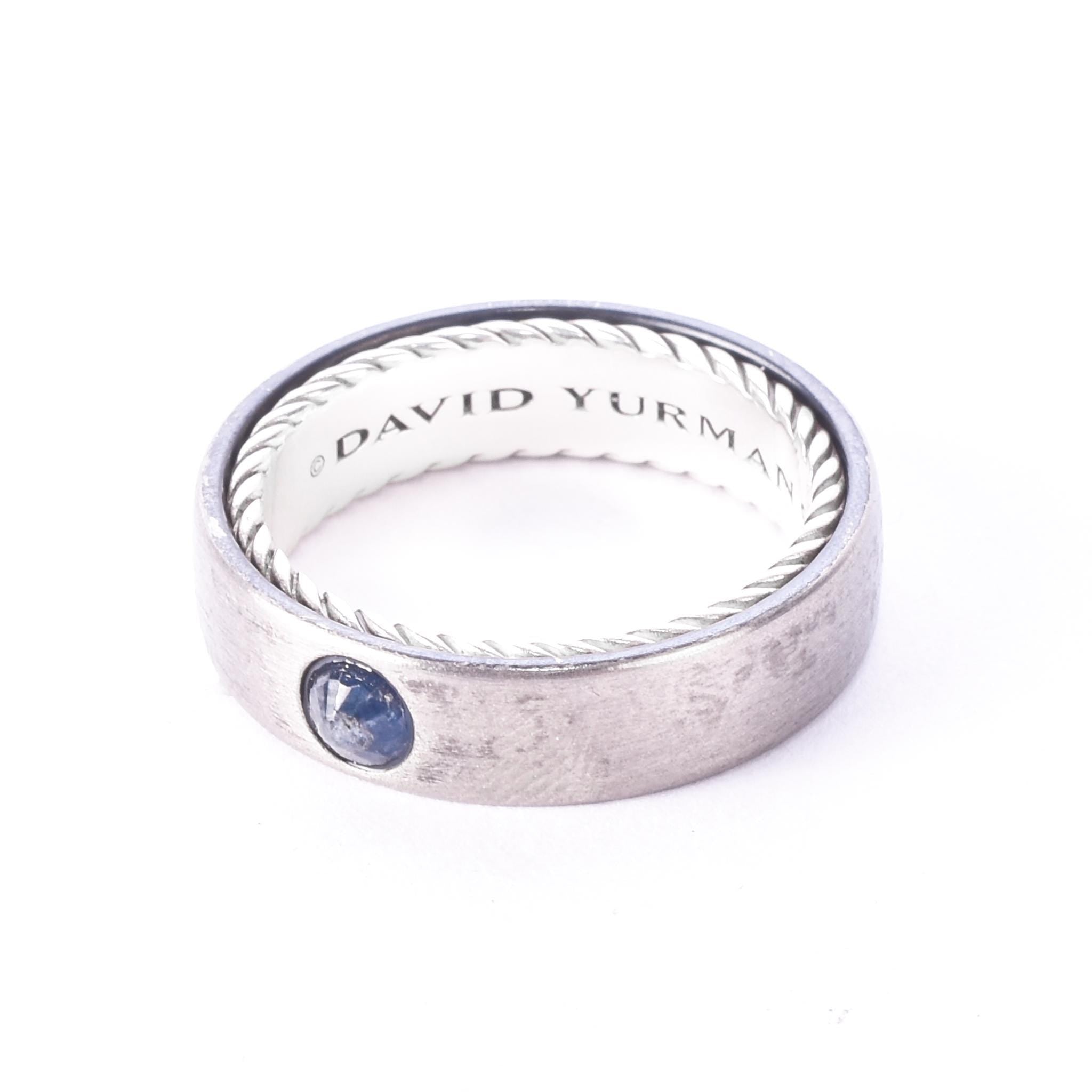 David Yurman Titanium and Sterling Silver Men's Streamline Band with Sapphire
