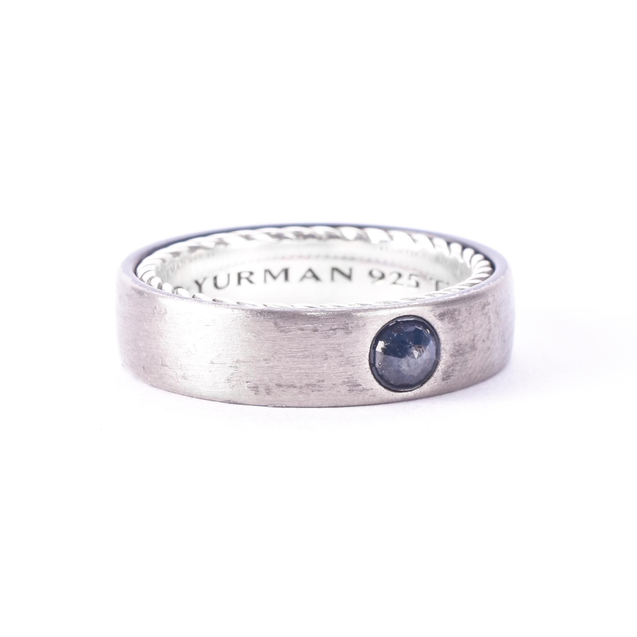 David Yurman Titanium and Sterling Silver Men's Streamline Band with Sapphire