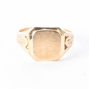 10K Gold Blank Square Face Engraved Band Signet Ring
