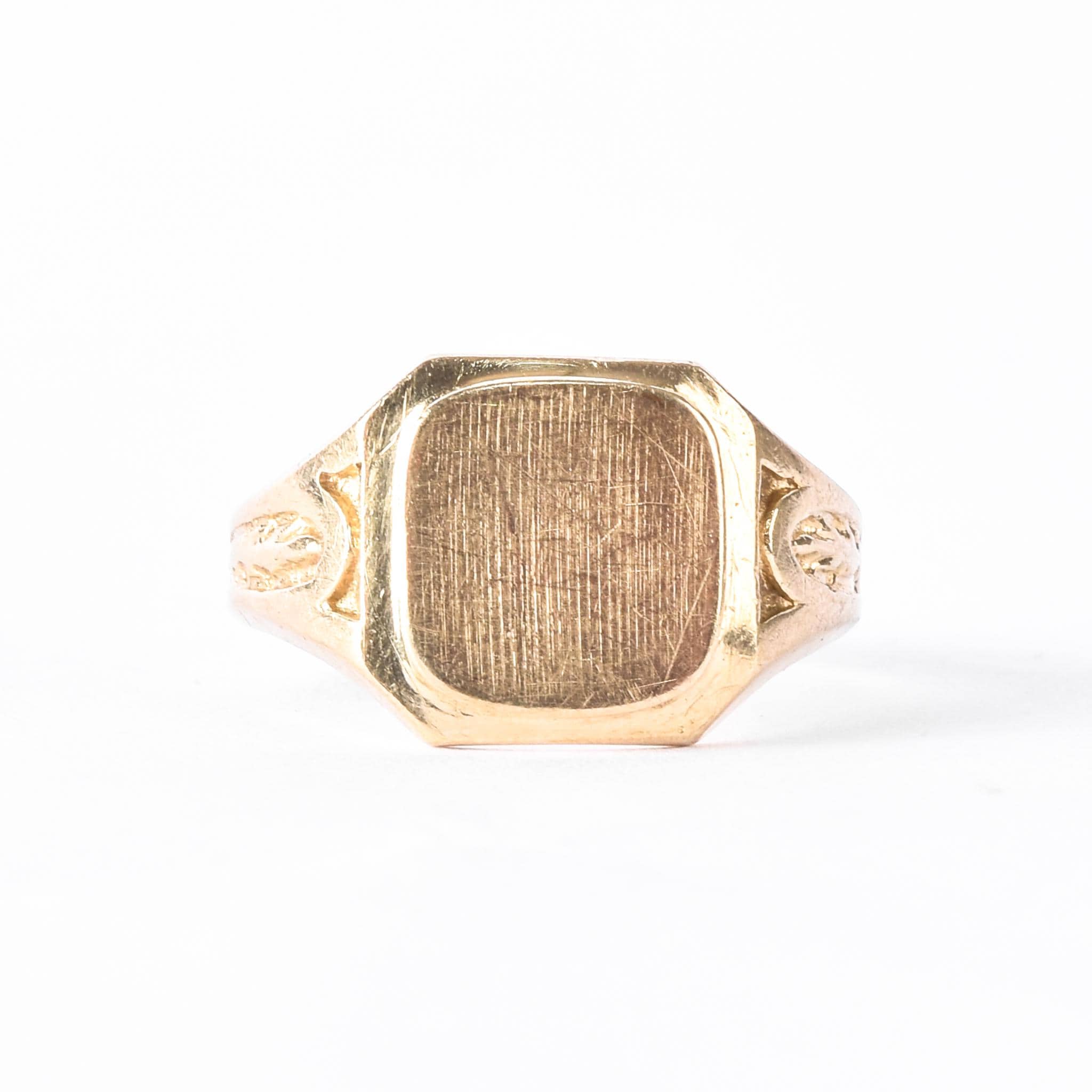 10K Gold Blank Square Face Engraved Band Signet Ring