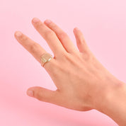 10K Gold Blank Square Face Engraved Band Signet Ring