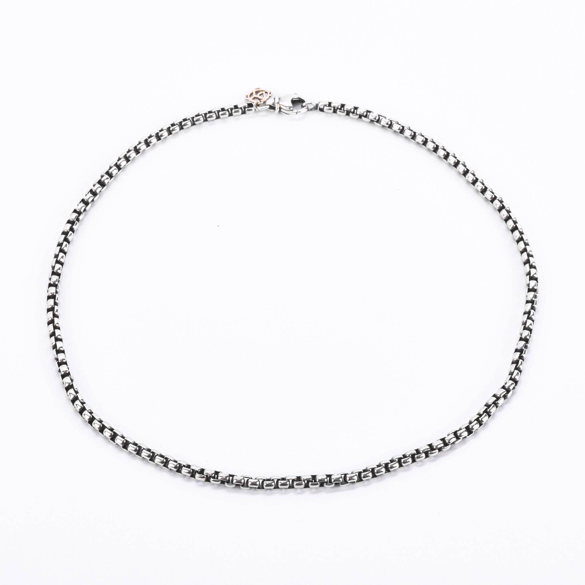 David Yurman Sterling Silver & 14K Gold Box Chain Necklace