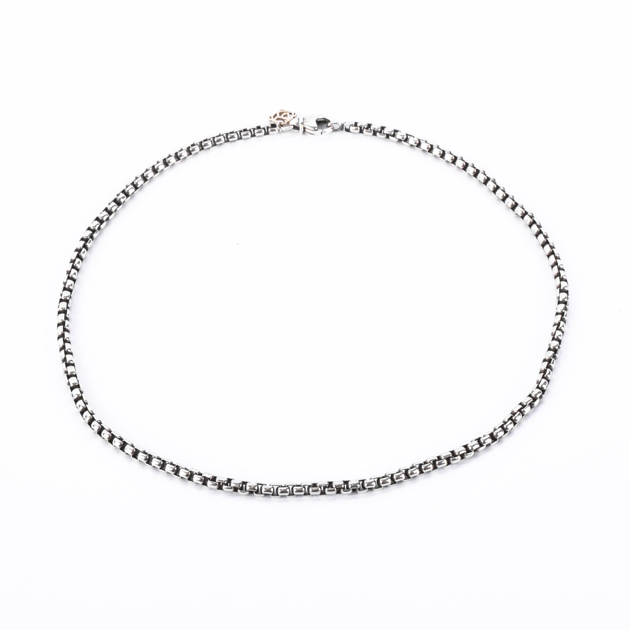 David Yurman Sterling Silver & 14K Gold Box Chain Necklace