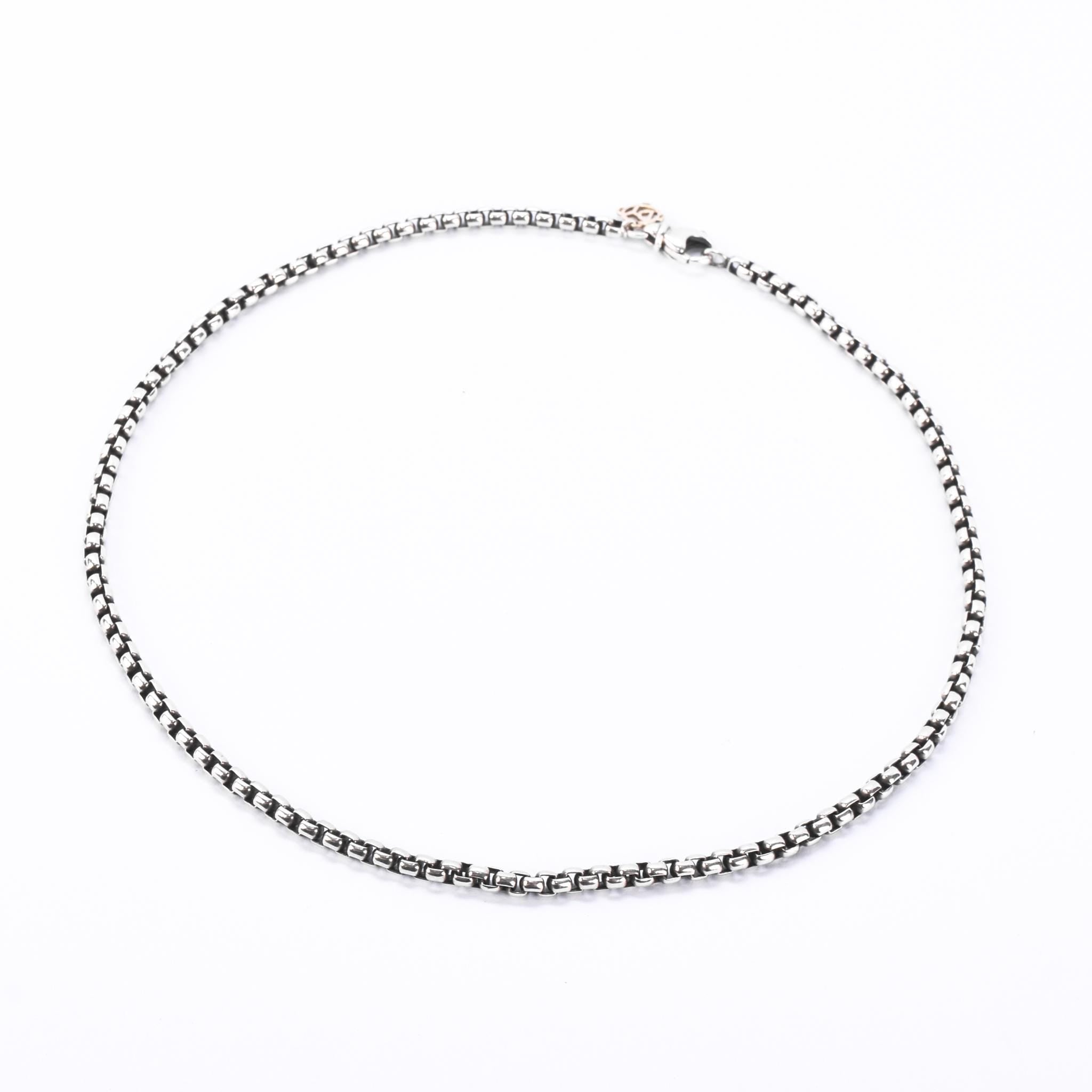 David Yurman Sterling Silver & 14K Gold Box Chain Necklace
