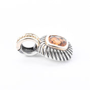 David Yurman 1990s Sterling Silver & 14K Gold Citrine Albion Enhancer Pendant