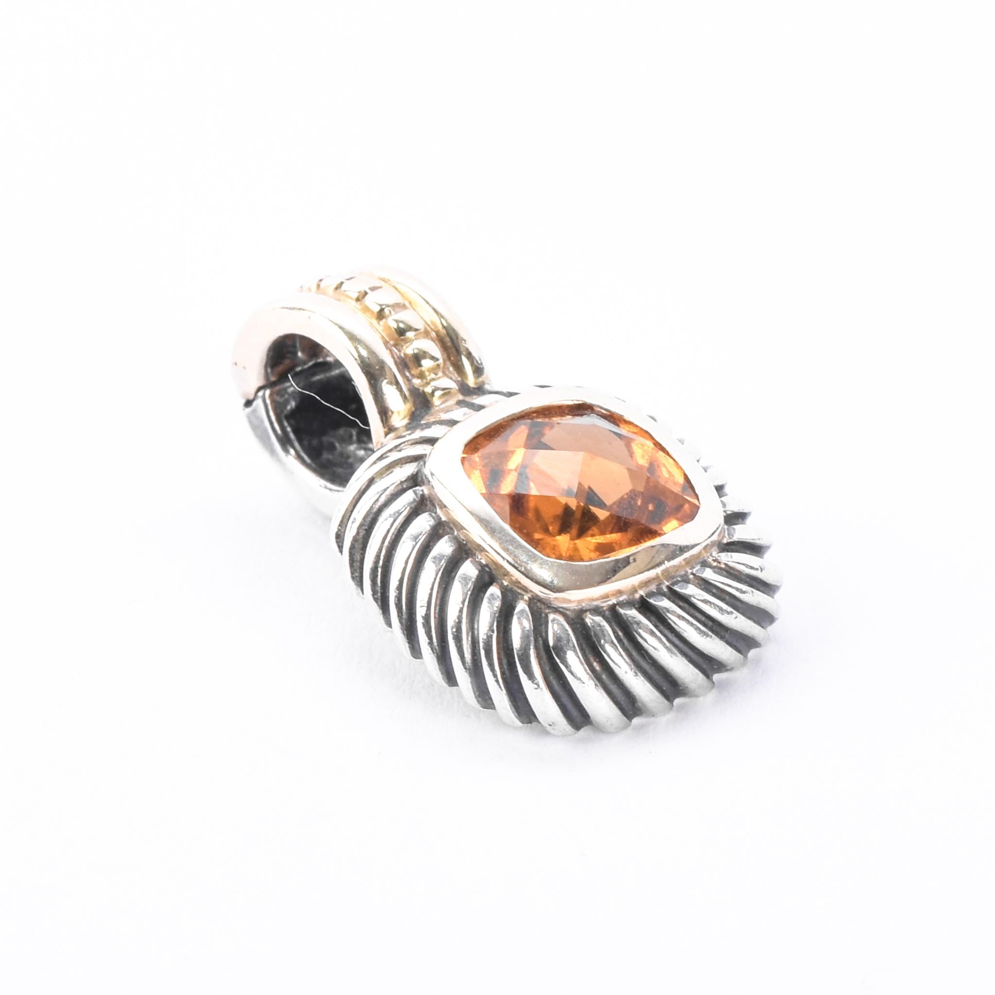 David Yurman 1990s Sterling Silver & 14K Gold Citrine Albion Enhancer Pendant